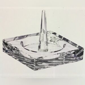 Orrefors Sweden Stripe Vanity Collection Crystal Clear Ring Holder - B312